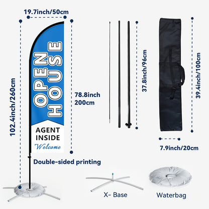 1pc OPEN HOUSE Flag, OPEN HOUSE Signature Banner, OPEN HOUSE Feather Flag, Commercial Entrance Advertisement, Easy to Carry and Install, High-quality