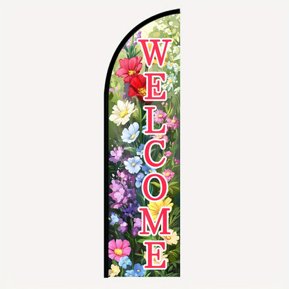 WOANIXY Welcome Feather Flag with Pole, 1.6x6.1ft