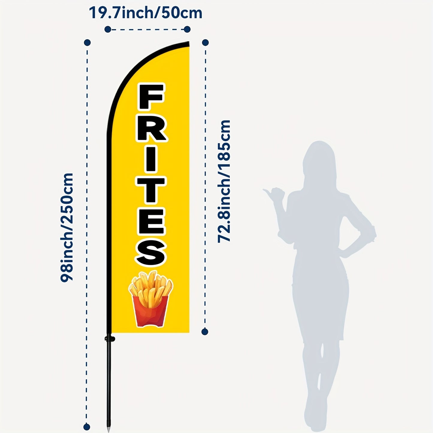 WOANIXY Fries Restaurant Flag, 1.6x6.1ft
