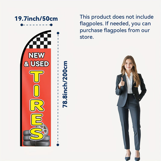1pc tires flag, Tire shop sign, tires shop feather flag, banner Flags Sign, beach flag outdoor advertising, double-sided or single-sided HD printing, polyester fabric, flag only, excluding flagpole