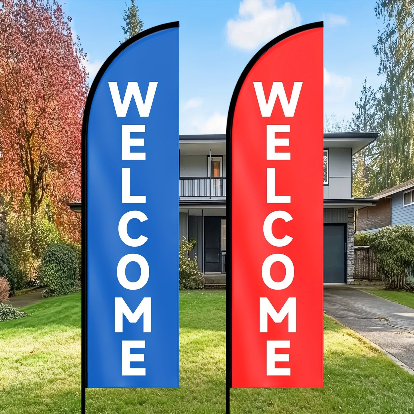 WOANIXY Welcome Feather Flag - 1.6x6.6ft