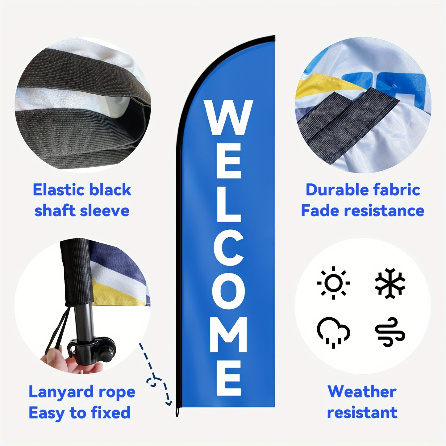 WOANIXY Welcome Feather Flag - 1.6x6.6ft