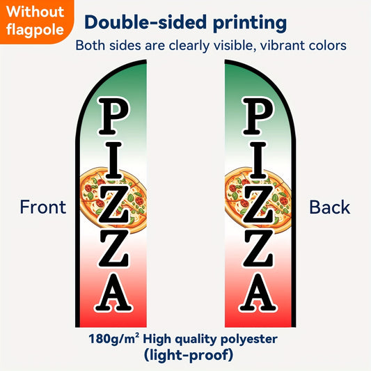 1pc Pizza Feather Flag, Store Signage, Food Advertising Banner, Outdoor Display Sign for Pizza Shops, Flag Size 50x200cm/78.7x19.7Inches, Polyester Fabric, Single/Double-Sided Print, Pole Not Included