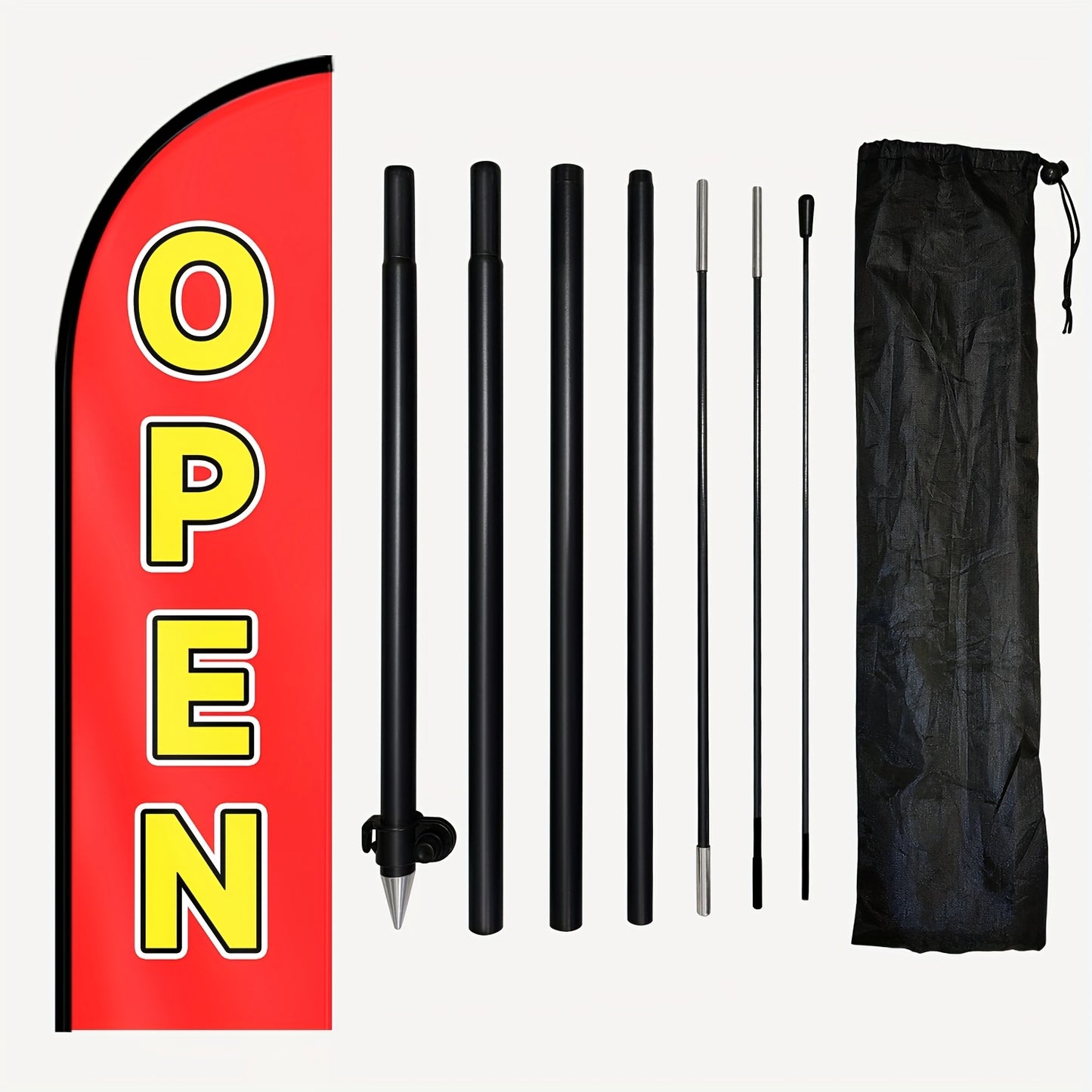 1pc Open Shop Feather Flag with Flagpole, Banner 50x185cm, Premium Polyester Outdoor Sign, Business Store Display, Open Marketing Banner, 72.8x19.7 inches, Weather Resistant