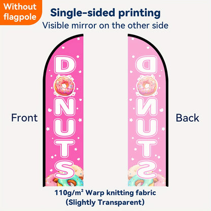 Feather Flag for a Donut Shop, Banner for a Donut Store, Outdoor Advertising Flag for Donuts, Made of Durable Polyester Fabric, Available in Double Or Single-Sided Printing, Flag Solely, Flagpole Not Included