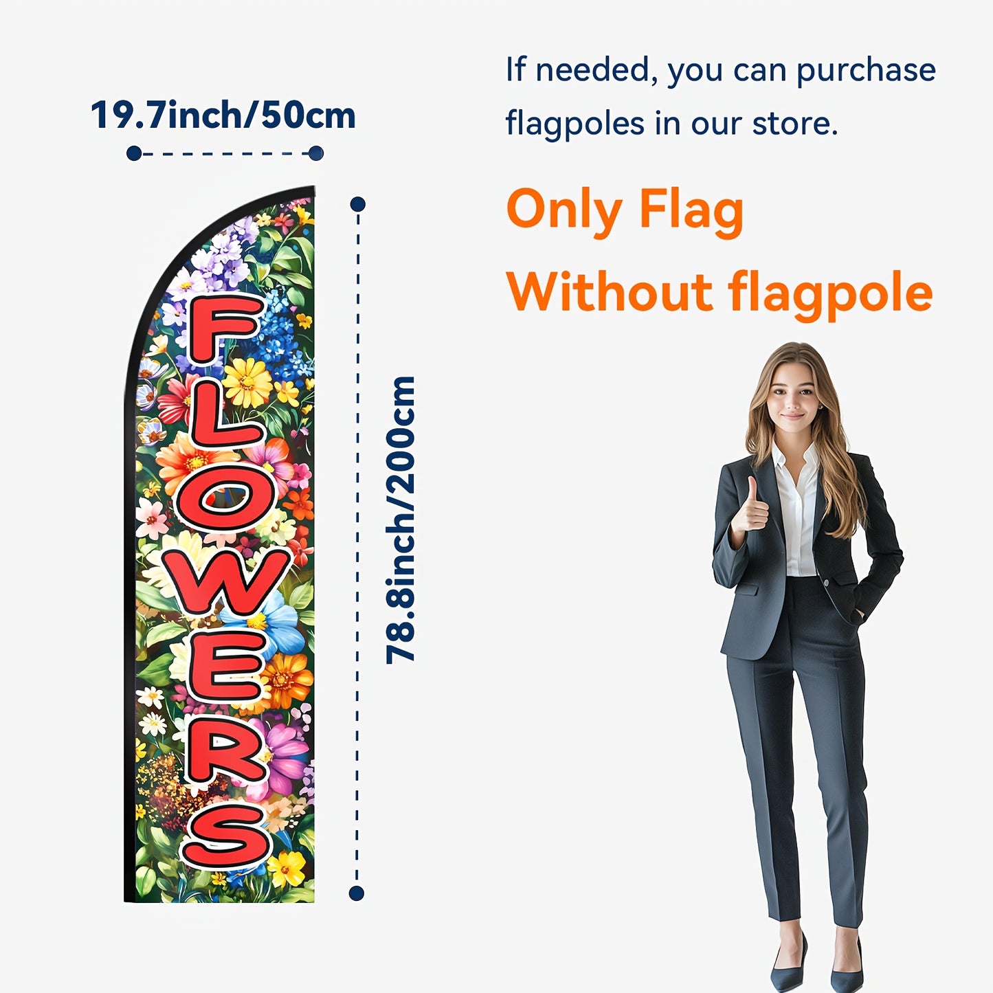 1pc flowers feather flag, flowers shop sign, flowers banner decoration flag, for outdoor advertising promotion, polyester fabric, double/single-sided printing, only flag, not including flagpole