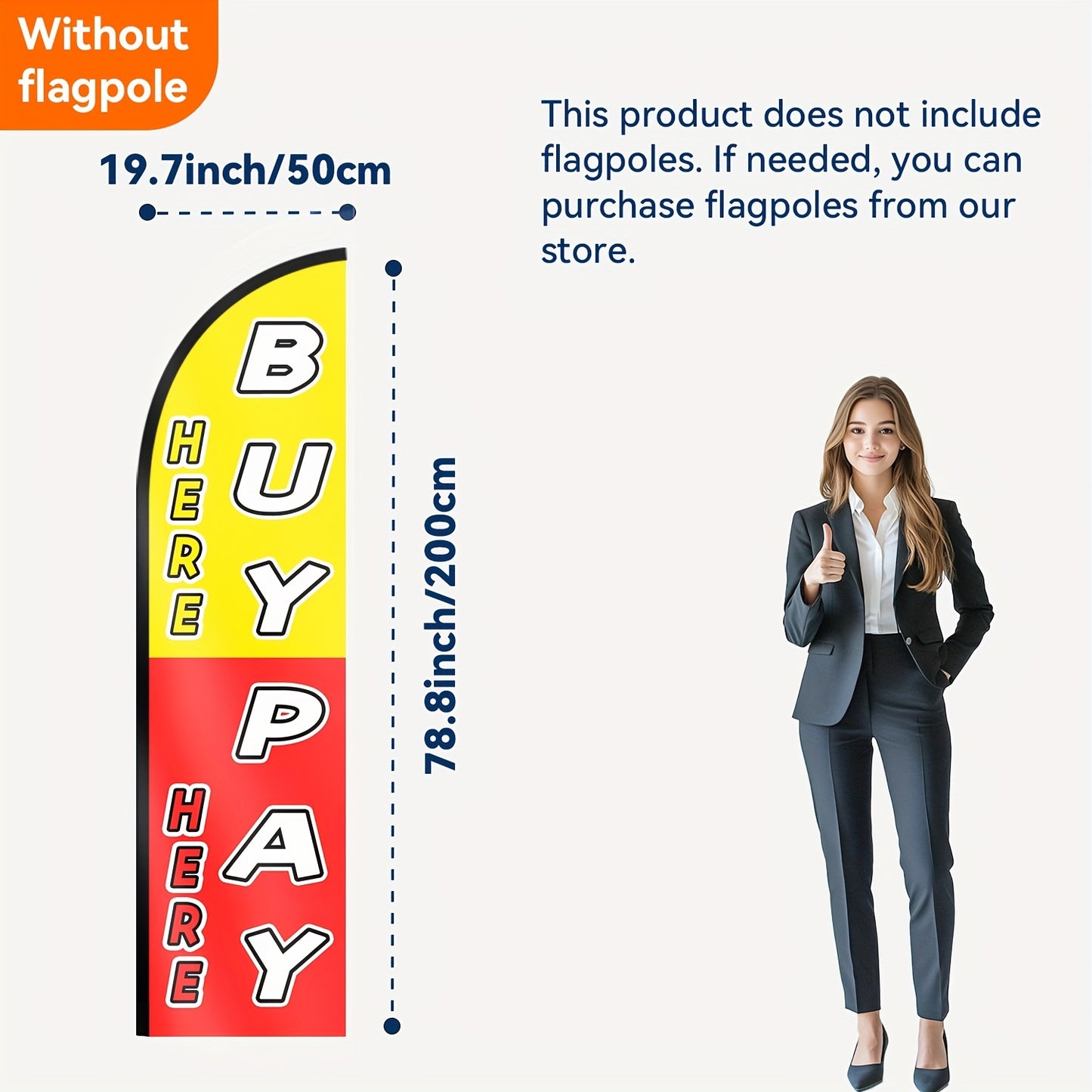 1pc Polyester Car Shop Sign Flag - "We Finance Here, Buy Here Pay Here" Deal Advertising Banner for Auto Dealerships, Single-Sided Print, Pole Mount, Durable Fabric, No Flagpole Included