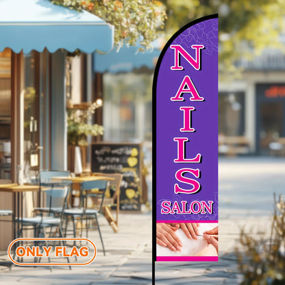 1pc Nail salon feather flag, nail salon signboard, advertising banner decoration, double-sided or single-sided printing, polyester fabric, excluding flagpole