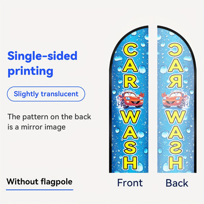 Car Wash Feather Flag with Pole Kit | Double-Sided Polyester Banner, Breeze-Resistant, Outdoor Auto Detail Advertising, Roadside Automotive Service Sign - Brand: WOANIXY