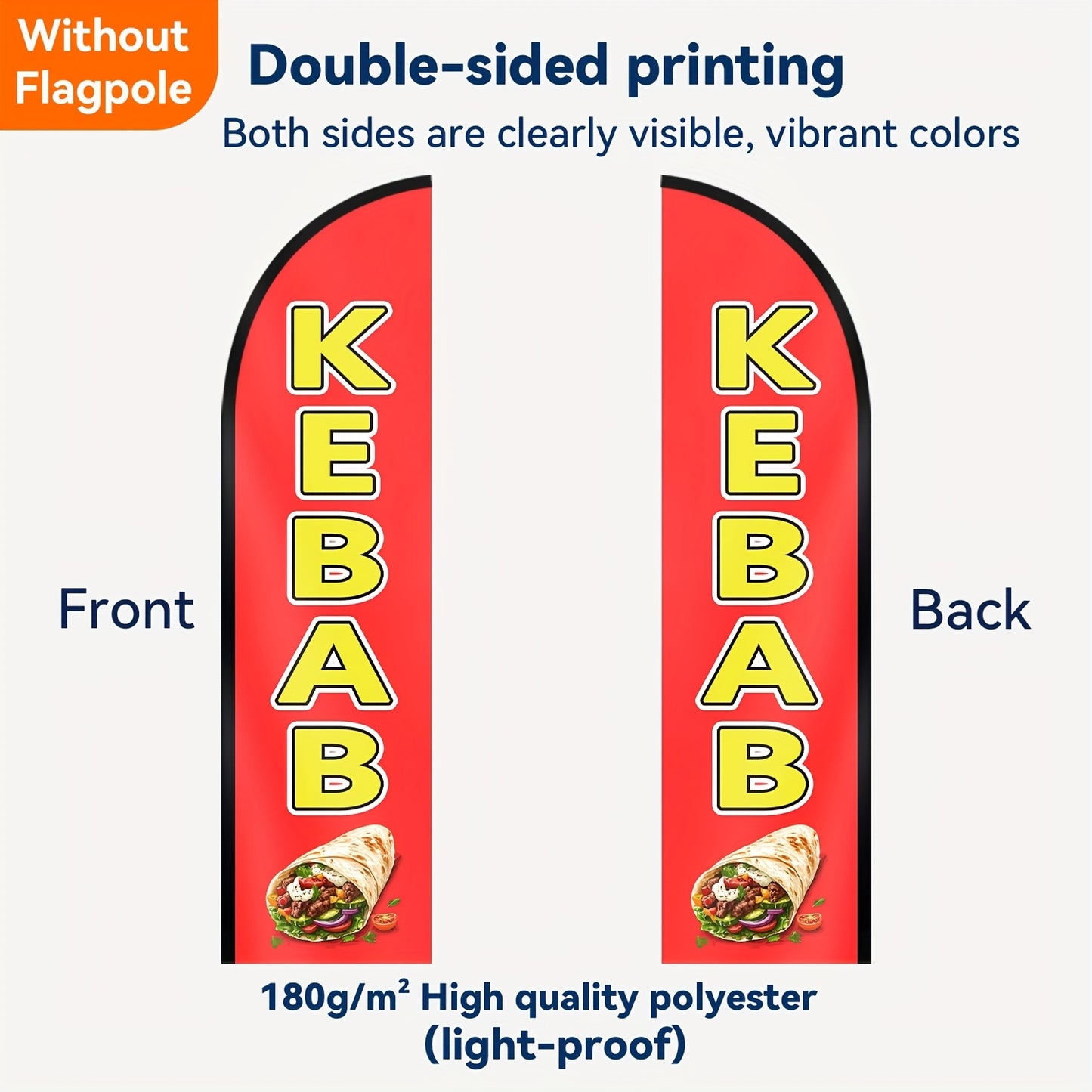 1pc Kebab Skewer Feather Flag, Business Office Store Sign. Kebab Shop Advertising Display Flag, Restaurant Snack Bar Promotion Banner, Fast Food Restaurant Entrance Decoration Feather Flag, Outdoor Indoor Promotion Display Banner