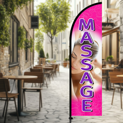 Massage Feather Flag, Double-Sided Swooper Banner, Spa Massage Open Sign, Salon Outdoor Advertising Flag, Business Promotion Feather Flag