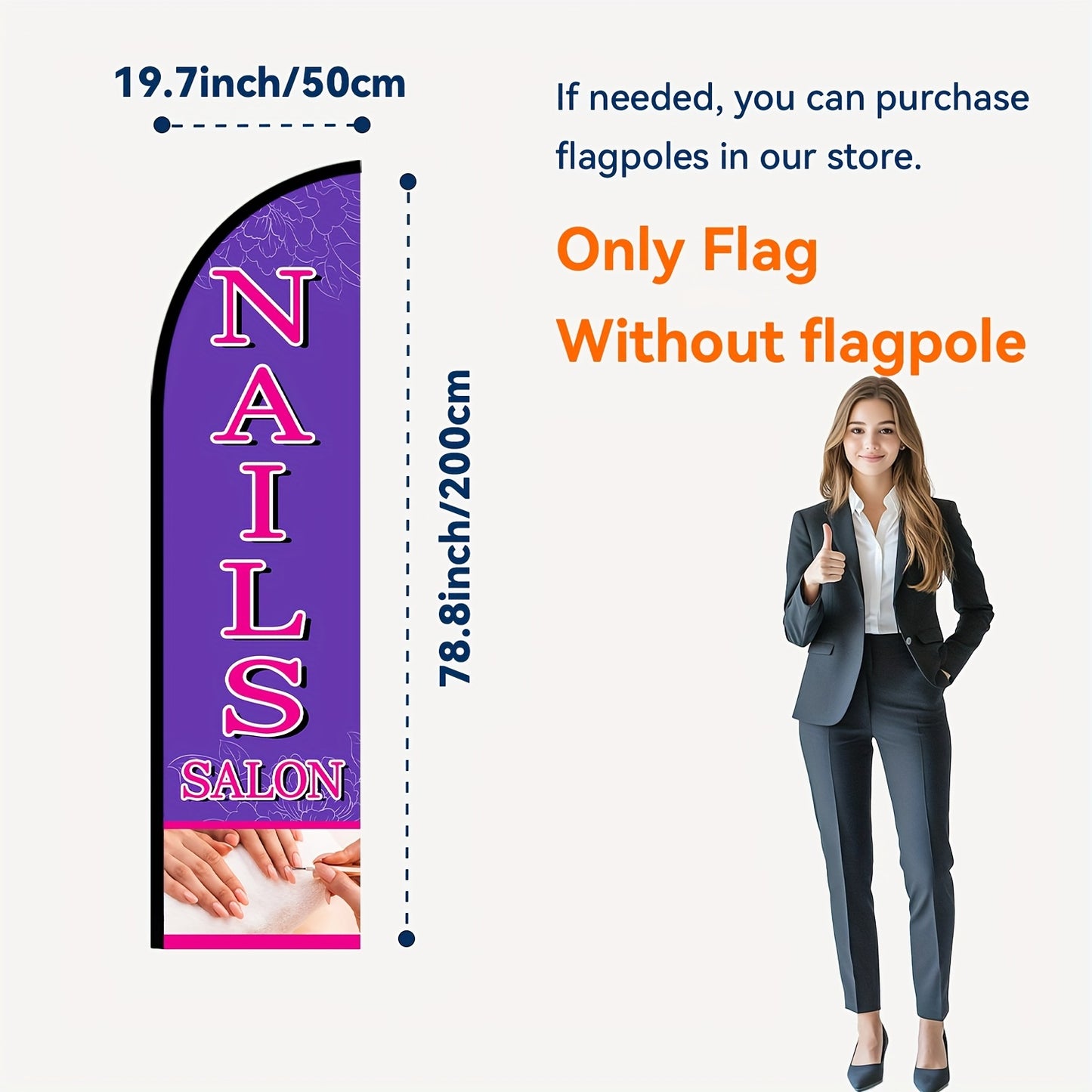 1pc Nail salon feather flag, nail salon signboard, advertising banner decoration, double-sided or single-sided printing, polyester fabric, excluding flagpole
