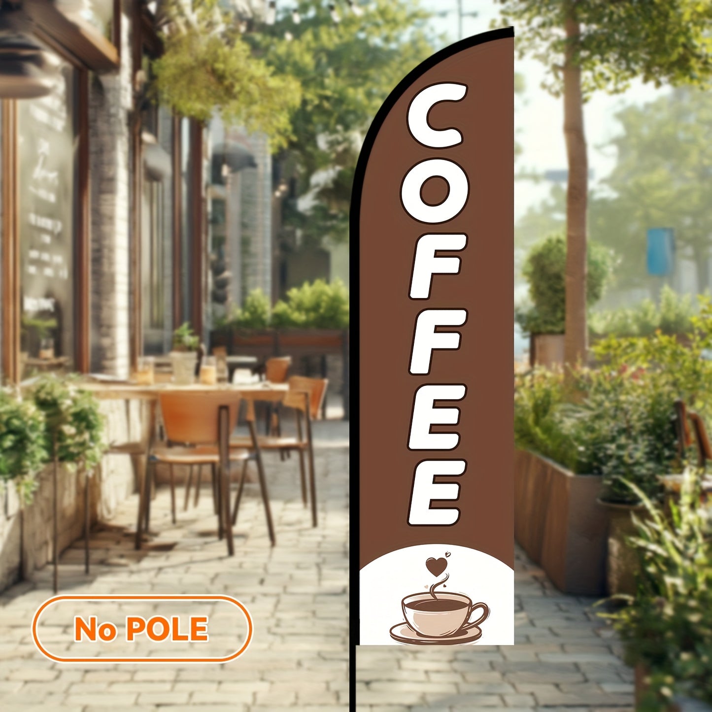 1pc of Coffee Shop Feather Flag, Office and Store Advertising Sign, Outdoor Café Promotional Vertical Flag, High-definition Printing, Suitable for Malls, Restaurants, and Street Stalls, Flag Size 50x200cm/72.8x19.7 Inches, Double-sided/single-sided