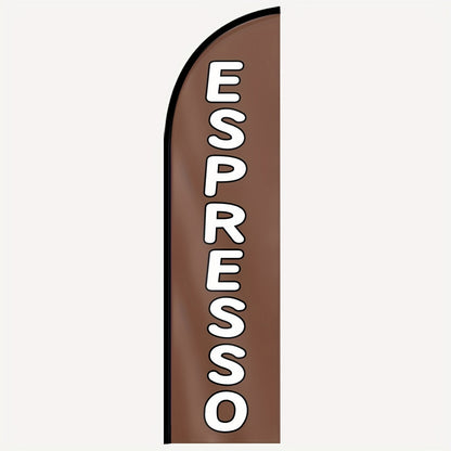 1pc Espresso feather flag, outdoor flags, store sign flag banner, suitable for commercial advertising promotion, 48.77x201.17cm, polyester fabric, double-sided or single-sided printing, fade resistant, weather resistant. Flag only (excluding