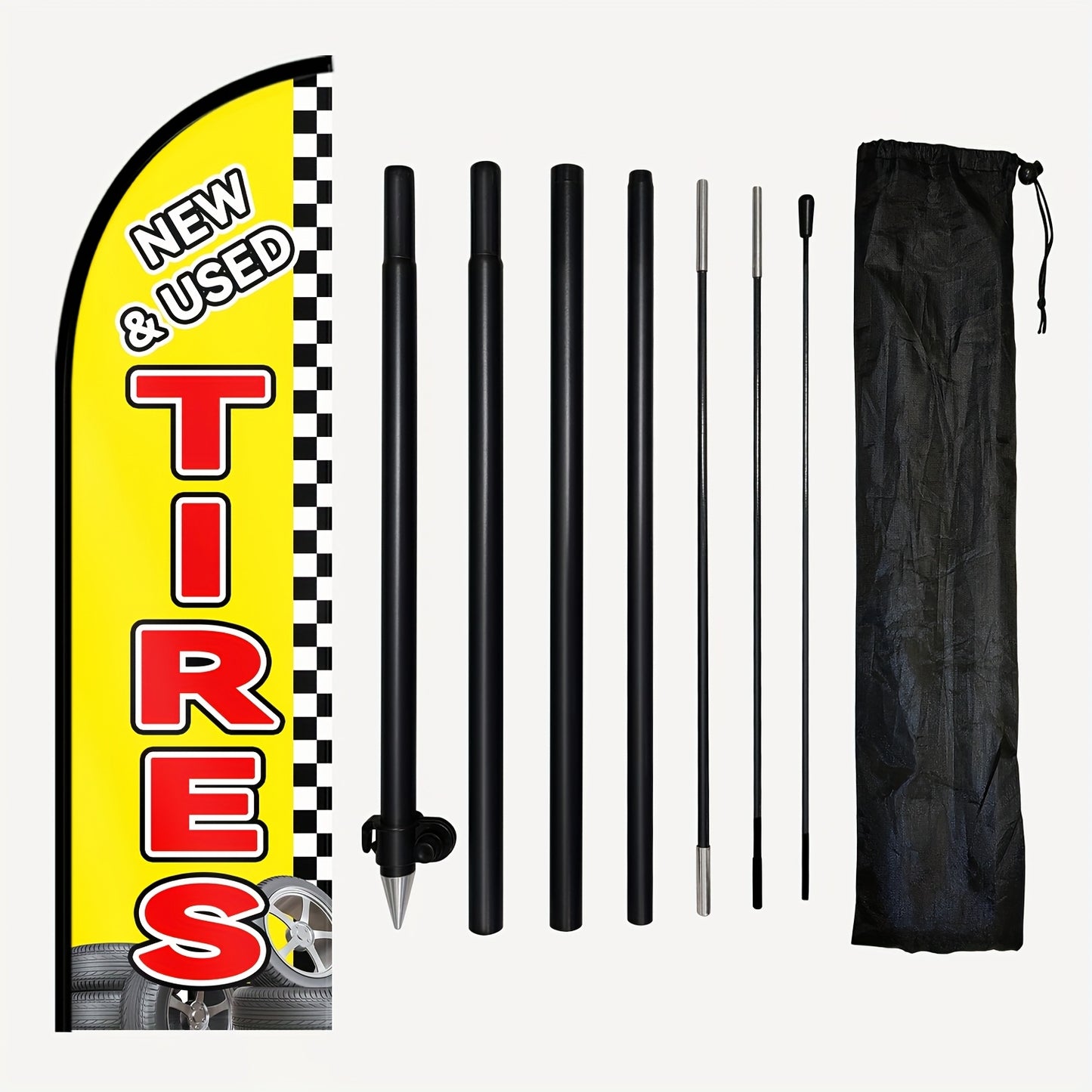 Tires Feather Flag with Pole Kit