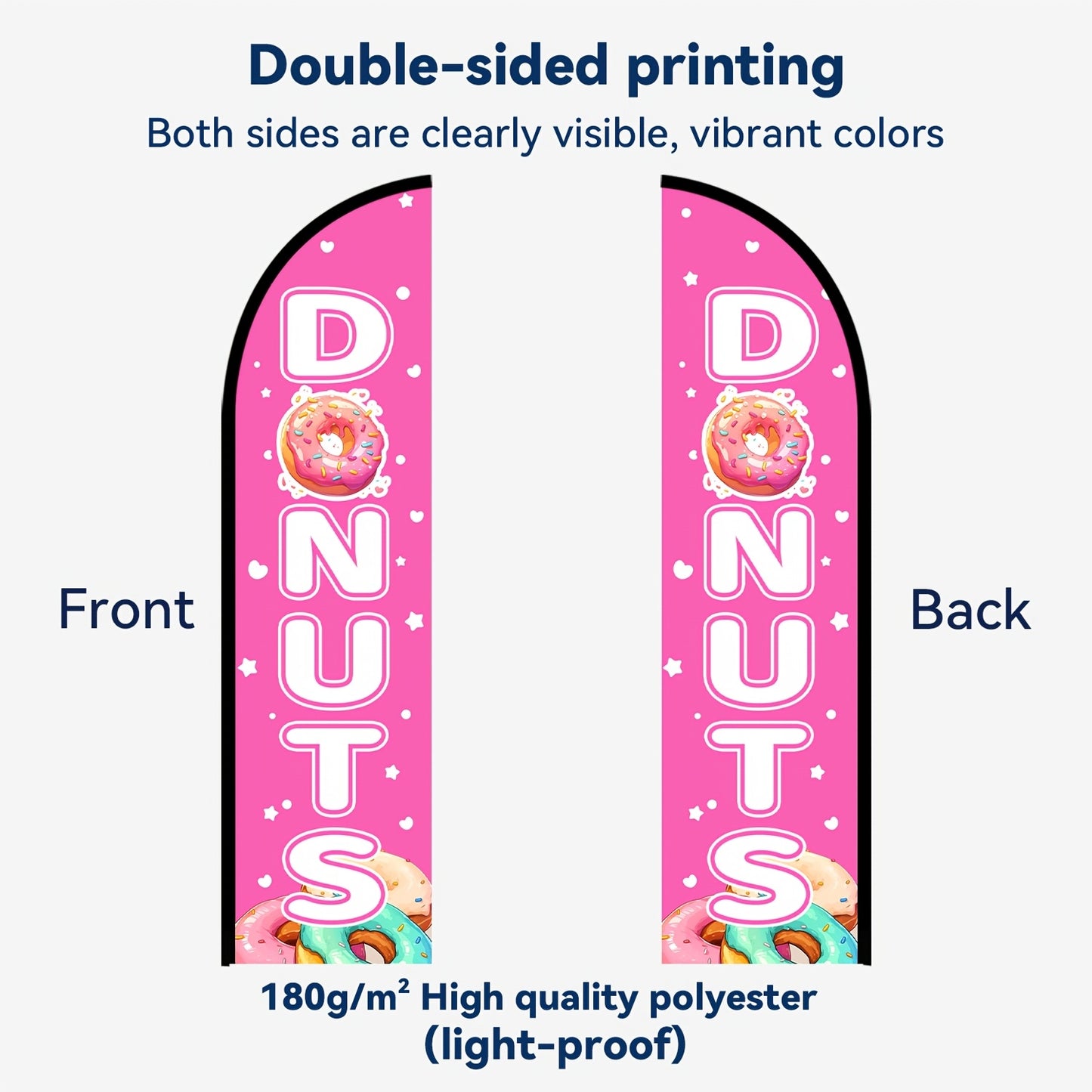 Feather Flag for a Donut Shop, Banner for a Donut Store, Outdoor Advertising Flag for Donuts, Made of Durable Polyester Fabric, Available in Double Or Single-Sided Printing, Flag Solely, Flagpole Not Included