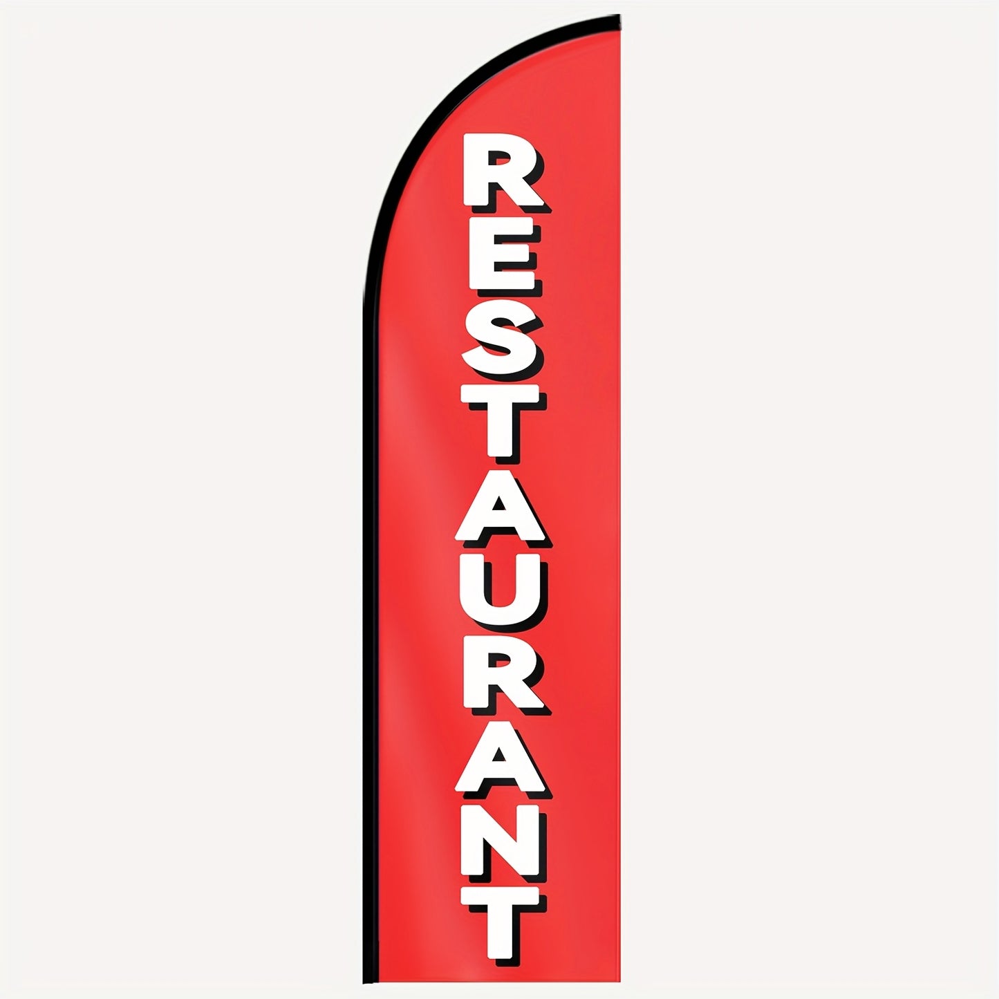 Single Piece Restaurant Feather Flag, Ideal for Outdoor Use, Store Signage, And Commercial Advertising Promotions. Measures 48.77X201.17 cm, Made Of, Available in Double Or Single-Sided Printing, Resistant to Fading And Weather Conditions. Flag Solely