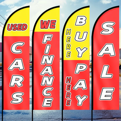 1pc Polyester Car Shop Sign Flag - "We Finance Here, Buy Here Pay Here" Deal Advertising Banner for Auto Dealerships, Single-Sided Print, Pole Mount, Durable Fabric, No Flagpole Included