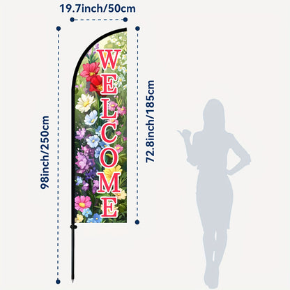 WOANIXY Welcome Feather Flag with Pole, 1.6x6.1ft