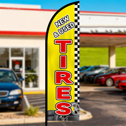 Tires Feather Flag with Pole Kit