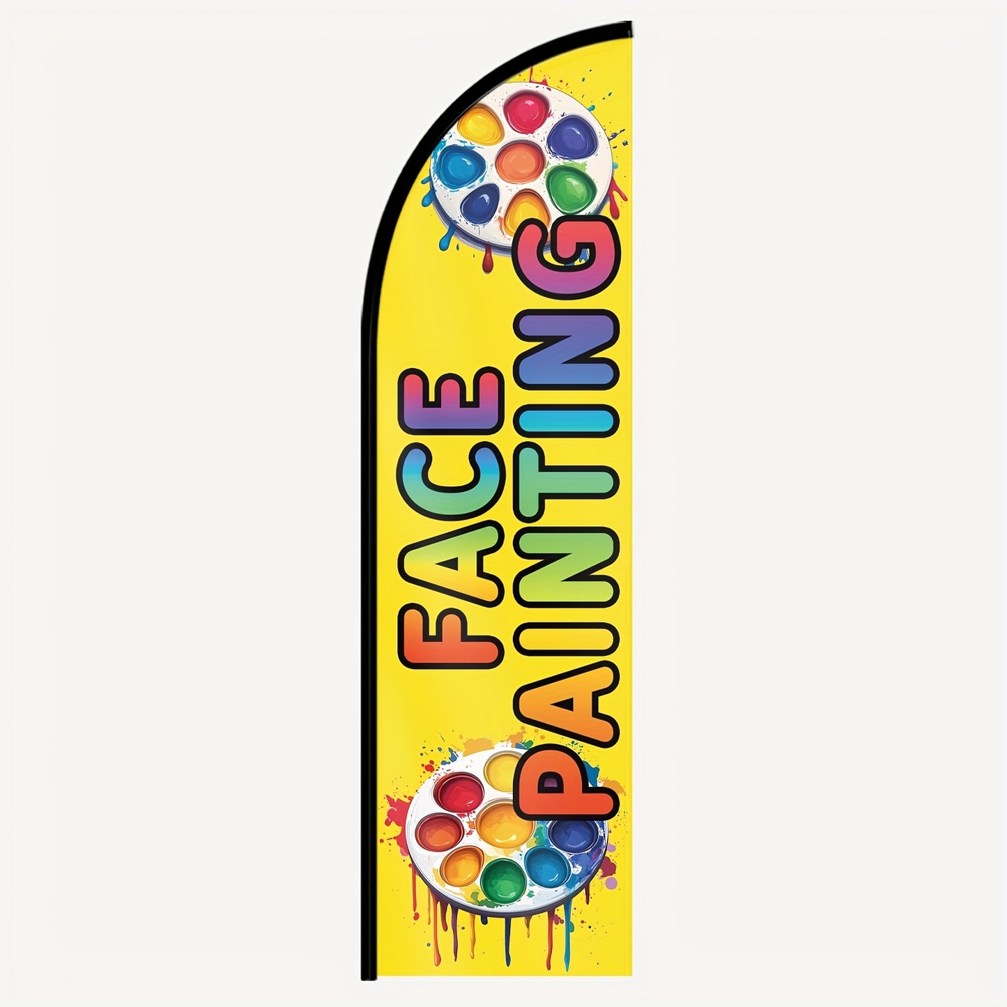 1pc Face Painting Feather Flag, Face Painting Open Sign Banner for Business, Outdoor Advertising Swooper Flag for Party Event Booth Display, Optional Aluminum Pole, Durable Polyester Fabric
