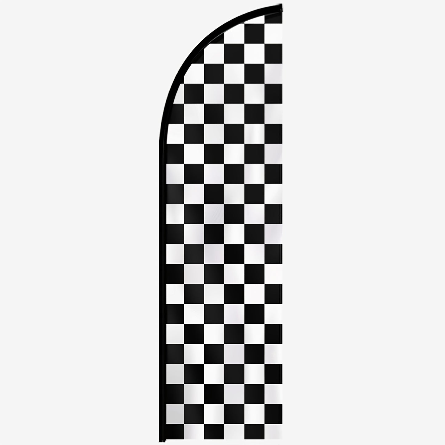 1pc Black And White Check Feather Flag With Flagpole, Checkered Racing Banner, Outdoor Business Advertising Flag, Racing Event Signage, 72.8x19.7in, Optional Aluminum Pole, Durable Polyester Fabric