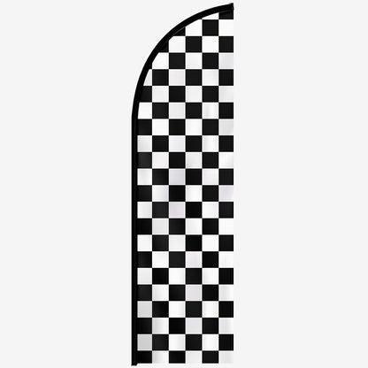 1pc Black And White Check Feather Flag With Flagpole, Checkered Racing Banner, Outdoor Business Advertising Flag, Racing Event Signage, 72.8x19.7in, Optional Aluminum Pole, Durable Polyester Fabric