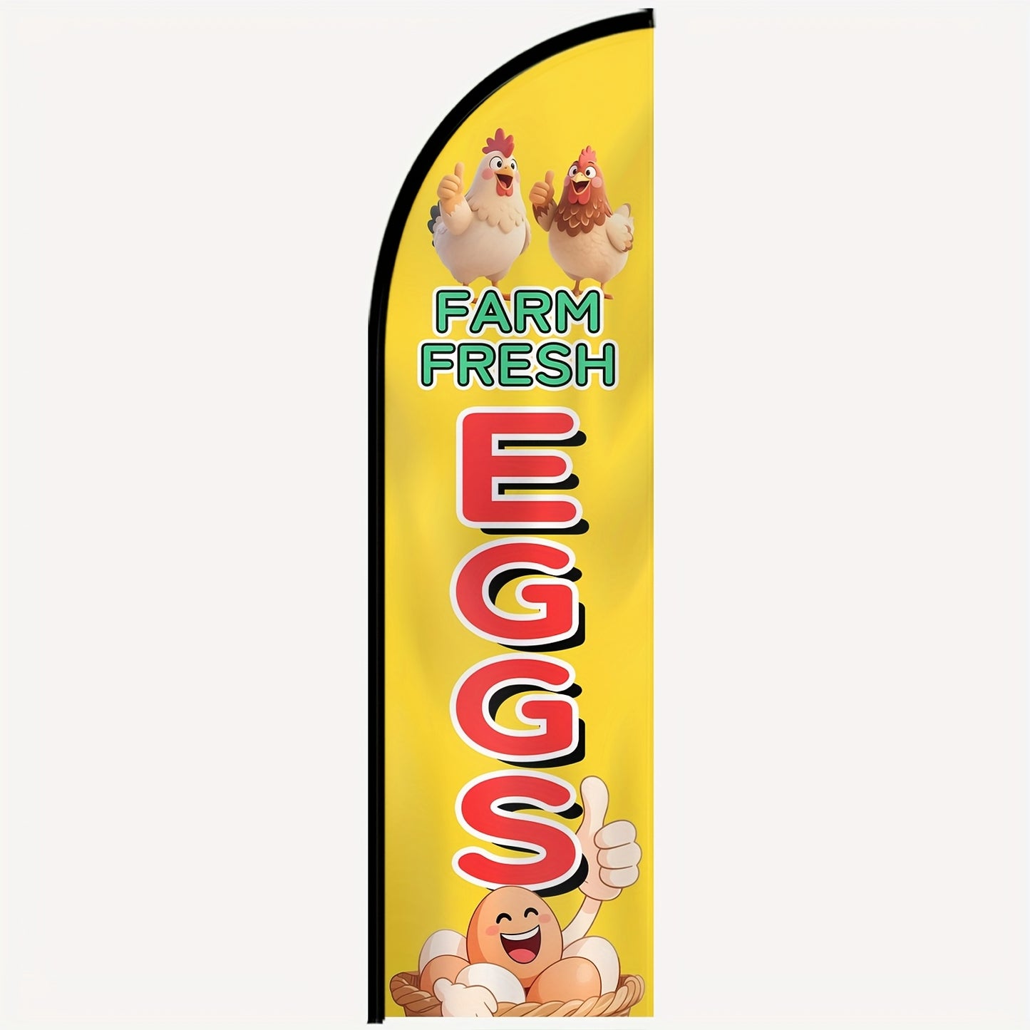 1pc a Feather Flag for Farm Fresh Eggs, Complete with a Flagpole. The Banner Measures 50X185 Cm And Is Made of Premium Polyester, Suitable for Outdoor Use. It'S Designed for Farm Market Businesses to Promote Fresh Produce