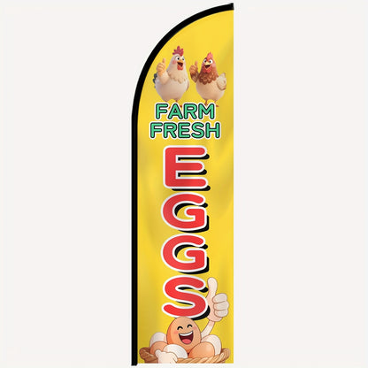 1pc a Feather Flag for Farm Fresh Eggs, Complete with a Flagpole. The Banner Measures 50X185 Cm And Is Made of Premium Polyester, Suitable for Outdoor Use. It'S Designed for Farm Market Businesses to Promote Fresh Produce