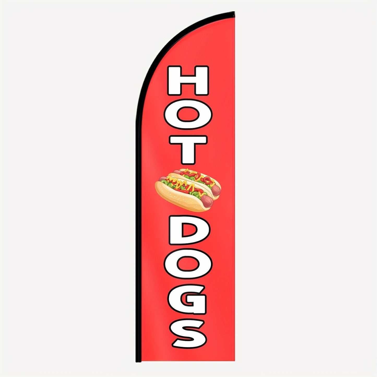 1pc HOT DOGS Feather Flag with Flagpole, Outdoor Advertising Flag, 184.91x50.04 cm Sign for Food Truck, Concession Stand, Snack Bar, Street Food Booth, Ground Spike Base, Eye-catching Vertical Banner, Polyester Material, Vivid Printing