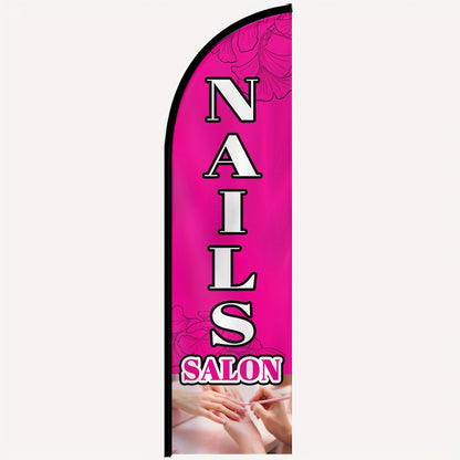 1pc Nails Salon Feather Flag with Flagpole, Nail Spa Advertising Banner, Manicure Pedicure Outdoor Sign, Beauty Salon Curbside Display, 184.91x50.04 cm, Optional Pole, Durable Polyester, Weather Resistant