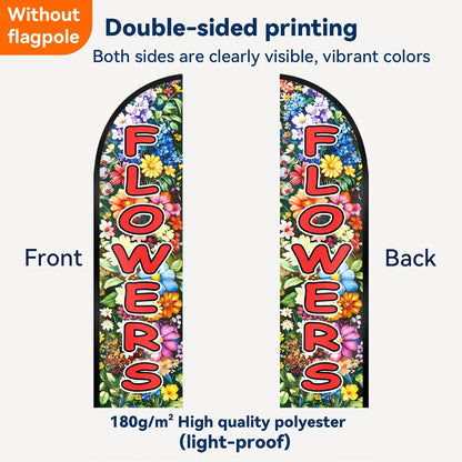 1pc flowers feather flag, flowers shop sign, flowers banner decoration flag, for outdoor advertising promotion, polyester fabric, double/single-sided printing, only flag, not including flagpole