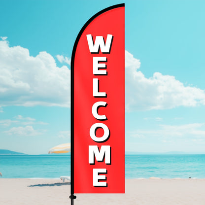 WOANIXY  Welcome Feather Flag with Flagpole, 1.6x6.1ft