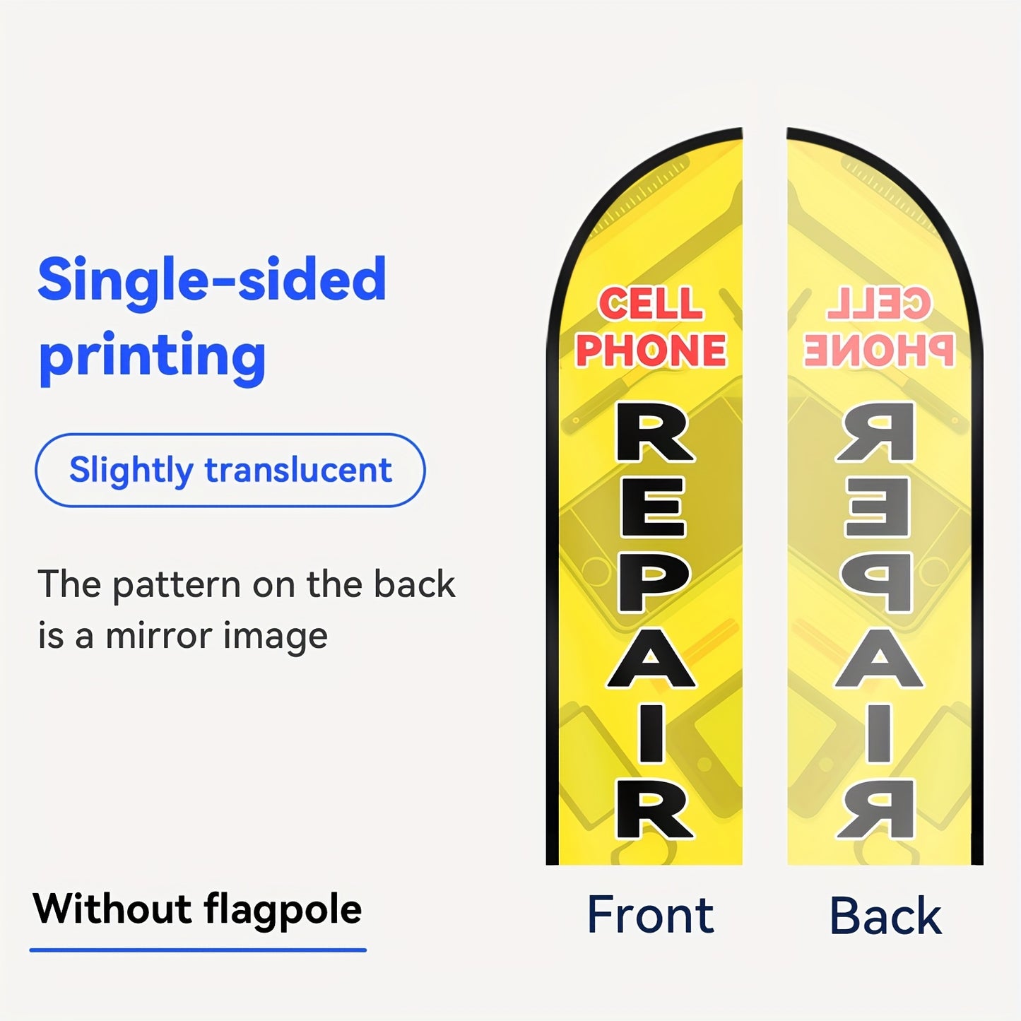 WOANIXY cell phone repair Feather Flag, 1.6x6.6ft
