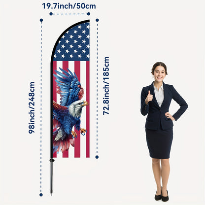 1pc  Feather Flag with Flagpole, Patriotic Outdoor Flag,  Themed Decorative Flag, Spirit of Freedom Advertising Sign, Outdoor Yard Display Flag, Aluminum and Fiberglass Pole, Durable Polyester Fabric