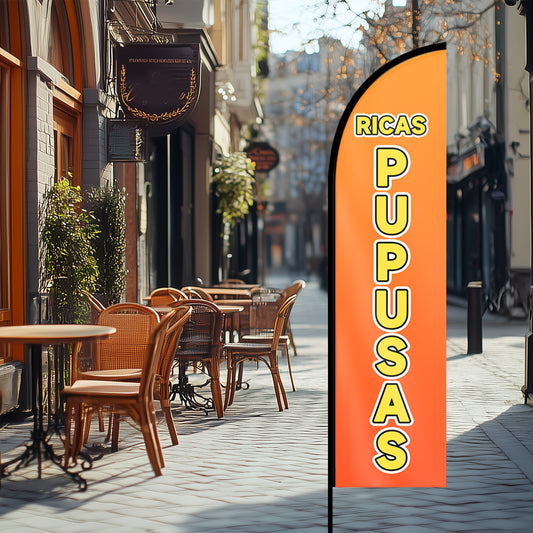 1pc Pupusas flag, Pupusas shop sign decoration, Pupusas feather flag, Pupusas flags, Pupusas banner, double-sided printing, high-quality polyester fabric, flag only, without flagpole