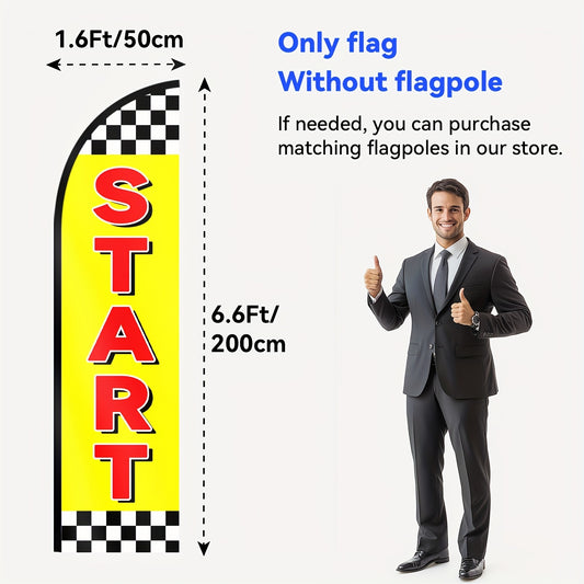 2D Door Banner 1pc START End CHECK-IN Feather Flag, Outdoor Flags, for Commercial Advertising Promotions Banner, 48.77X201.17cm, Polyester Fabric, Fade Resistant, Weather Resistant. Flag Only (Excluding Flagpole)