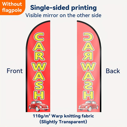1pc Carwash Shop Flag, Carwash Shop Sign, Carwash Feather Flag, Shop Outdoor Flags, for Promotions, Events, Polyester Fabric, Double-Sided Or Single-Sided Printing, Only Flag, Excluding Flagpole