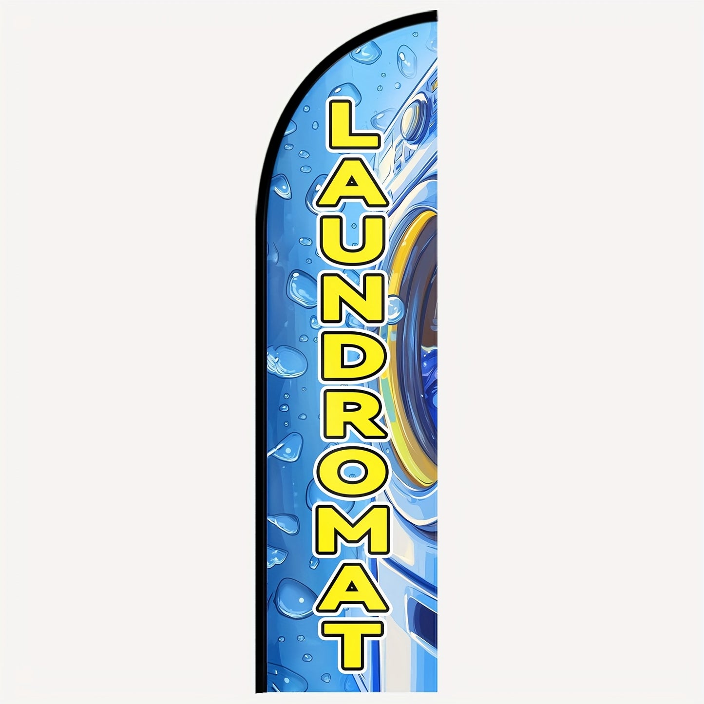 A Laundromat Feather Flag, Outdoor Banner, Shop Sign Flag Suitable for Commercial Advertising Promotions, Measuring 48.77X201.17cm, Made of Polyester Fabric, Available in Double-Sided Or Single-Sided Printing