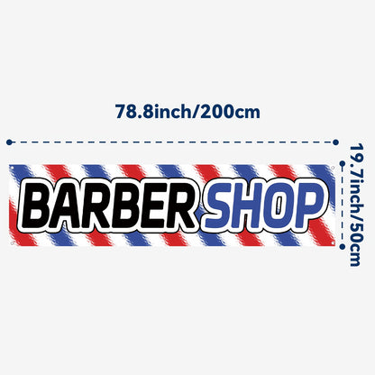 1pc of Barber Shop Advertising Banner, Hair Salon Store Promotional Banner, Outdoor Beauty Shop Signage Flag, 184.91x50.04 cm, Suitable for Opening Promotions, Store Displays, Eye-catching Advertising Banner, Durable Polyester Fabric, Comes with 4