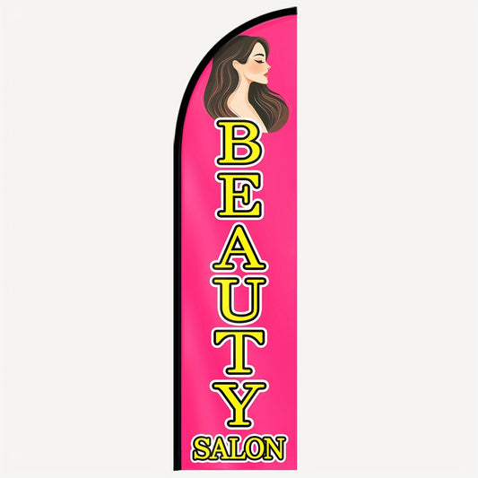 WOANIXY Beauty Salon Advertising Feather Flag, 1.6x6.6ft