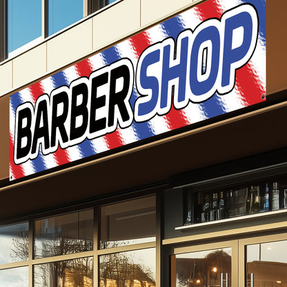 1pc of Barber Shop Advertising Banner, Hair Salon Store Promotional Banner, Outdoor Beauty Shop Signage Flag, 184.91x50.04 cm, Suitable for Opening Promotions, Store Displays, Eye-catching Advertising Banner, Durable Polyester Fabric, Comes with 4