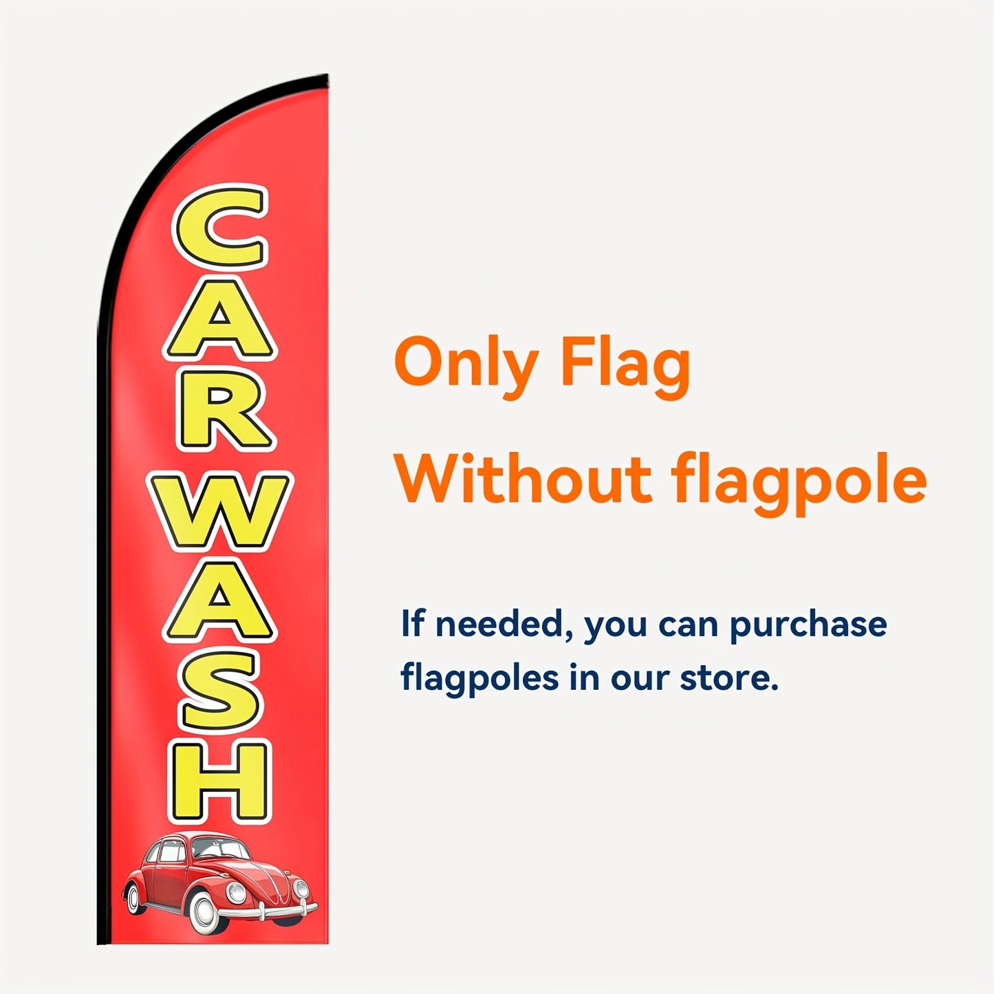 1pc Carwash Shop Flag, Carwash Shop Sign, Carwash Feather Flag, Shop Outdoor Flags, for Promotions, Events, Polyester Fabric, Double-Sided Or Single-Sided Printing, Only Flag, Excluding Flagpole