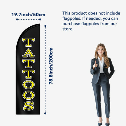 1pc tattoos shop feather flag, Office Store Signboard, shop advertising banner, Flag Sign, double-sided or single-sided high-definition printing, polyester fabric, flag only, excluding flagpole