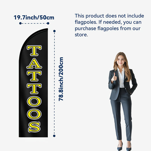 1pc tattoos shop feather flag, Office Store Signboard, shop advertising banner, Flag Sign, double-sided or single-sided high-definition printing, polyester fabric, flag only, excluding flagpole
