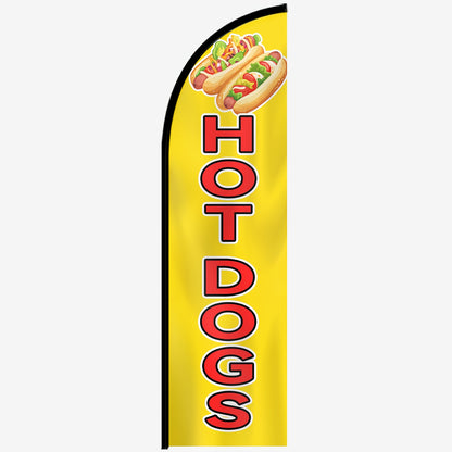 1pc Hot Dogs Feather Flag with Flagpole - 50x185cm/72, 8x19, 7inches Durable Polyester Food Banner for Fast Food Stands & Shopfronts, Eye-Catching Snack Sign with Optional Aluminum Pole Kit, Vibrant Red & White Design, Perfect for Promoting Hot Dogs & Mor