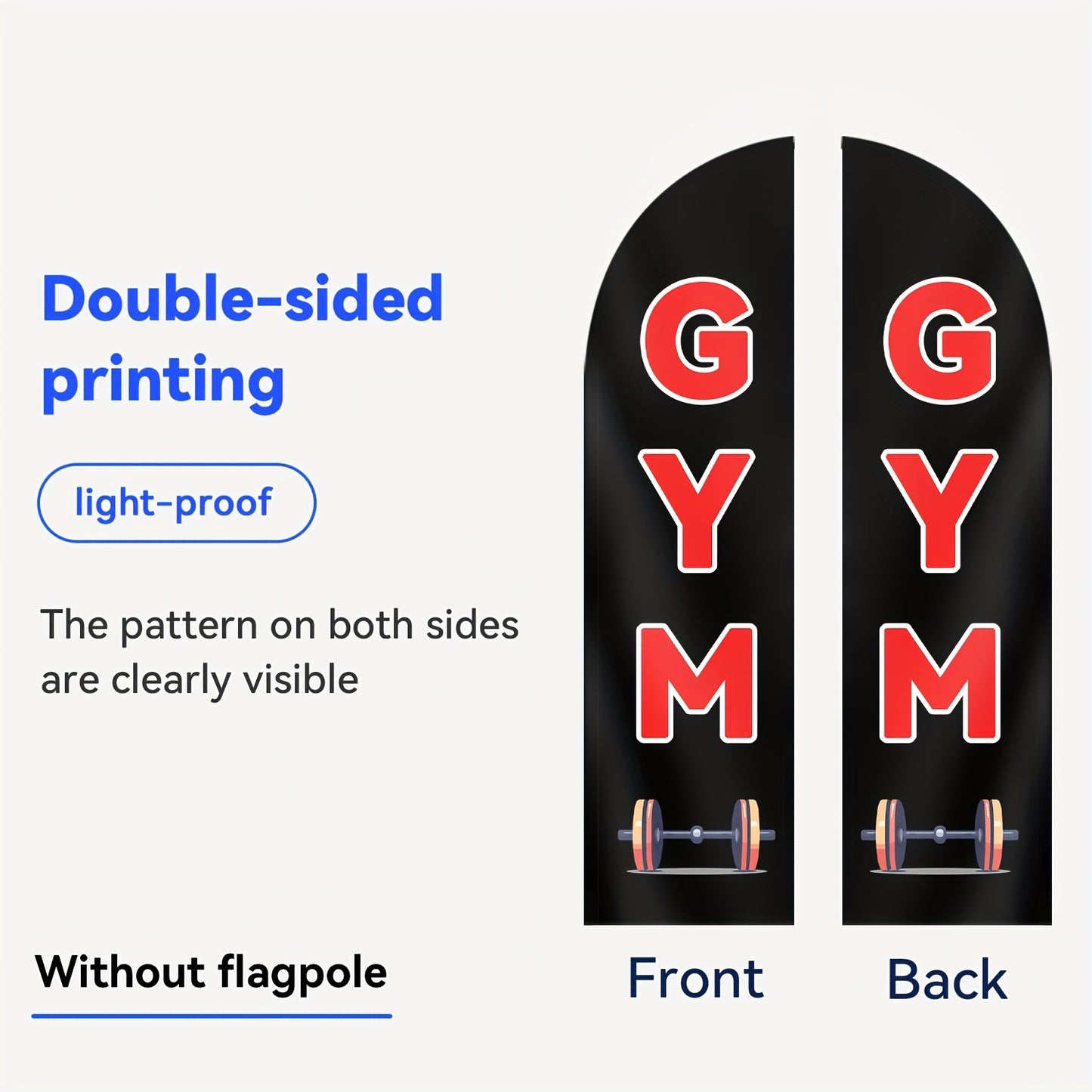 1pc GYM Feather Flag, Outdoor Flags, Store Signboard Banner, Suitable for Commercial Advertising Promotions, 48.77x201.17cm, Polyester Fabric, Double or Single sided Printing, Anti fading, Weather resistant. Flag only (excluding flagpole)