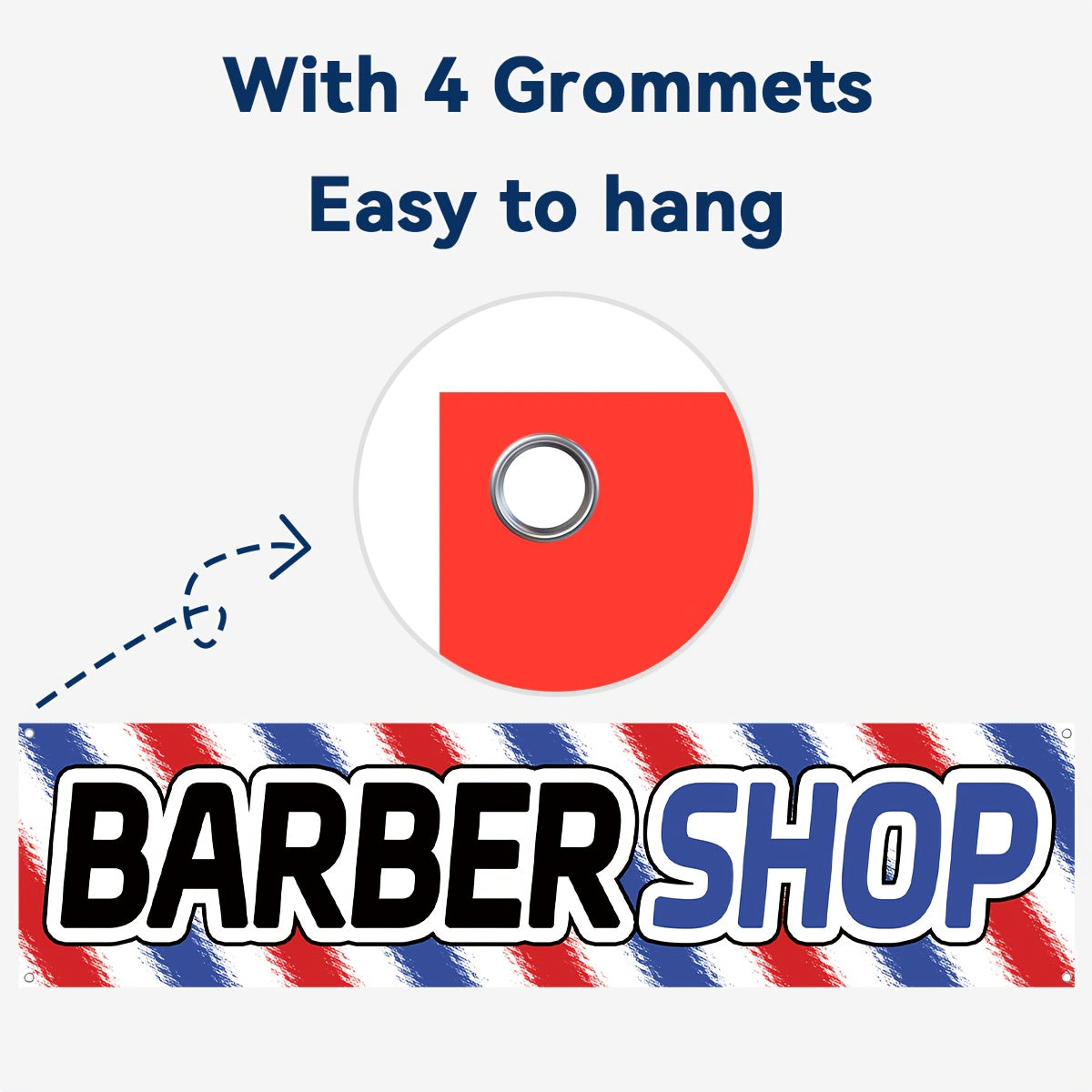 1pc of Barber Shop Advertising Banner, Hair Salon Store Promotional Banner, Outdoor Beauty Shop Signage Flag, 184.91x50.04 cm, Suitable for Opening Promotions, Store Displays, Eye-catching Advertising Banner, Durable Polyester Fabric, Comes with 4