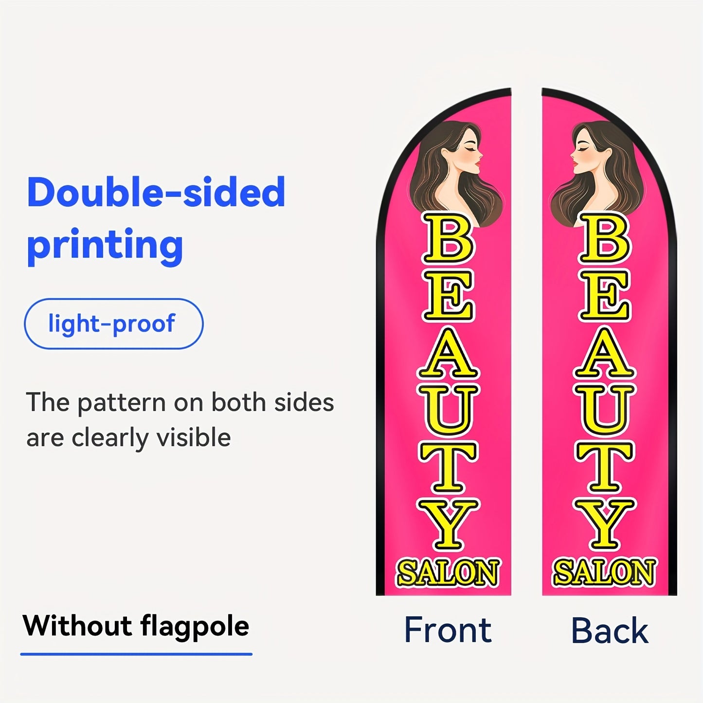WOANIXY Beauty Salon Advertising Feather Flag, 1.6x6.6ft