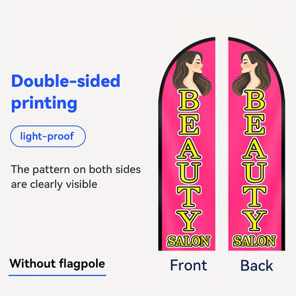 WOANIXY Beauty Salon Advertising Feather Flag, 1.6x6.6ft